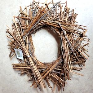 10 in decorative stick wreath -brown